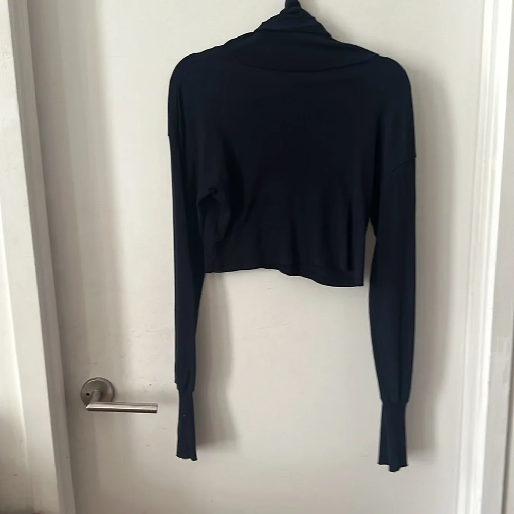 Brandy Melville Ribbed Crop Navy Blue Turtleneck